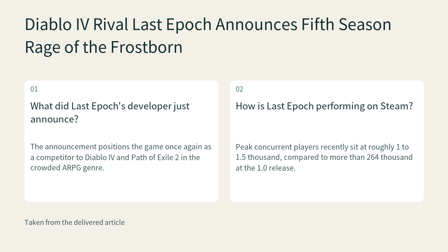 Visual explanation: The announcement positions the game once again as a competitor to Diablo IV and Path of Exile 2 in the crowded ARPG genre.