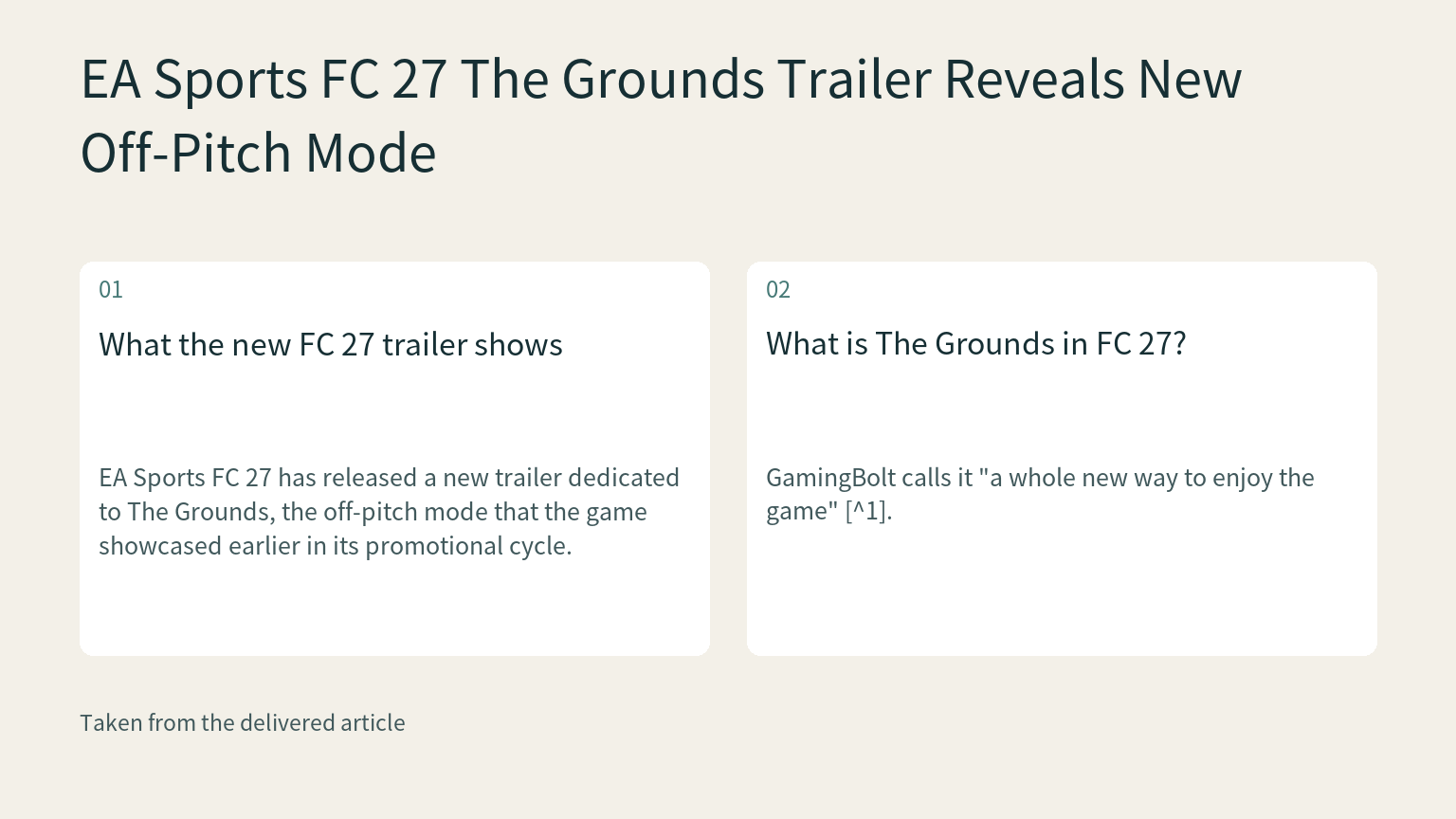 Visual explanation: EA Sports FC 27 has released a new trailer dedicated to The Grounds, the off-pitch mode that the game showcased earlier in its promotional cycle.