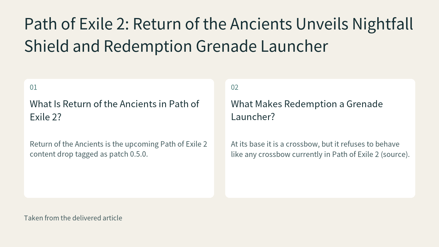 Visual explanation: Return of the Ancients is the upcoming Path of Exile 2 content drop tagged as patch 0.5.0.