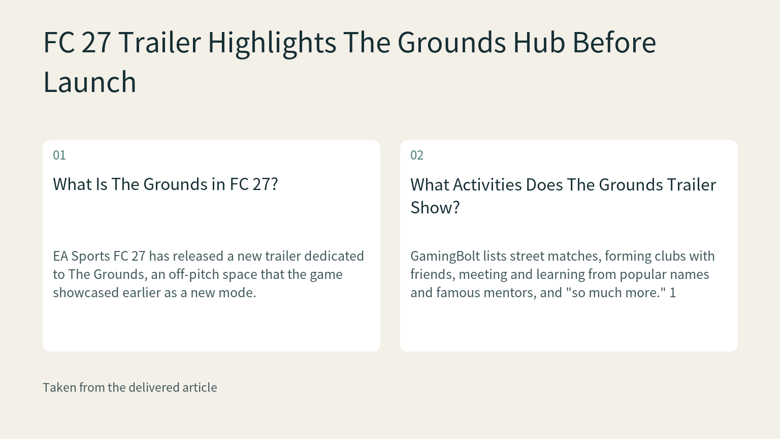 Visual explanation: EA Sports FC 27 has released a new trailer dedicated to The Grounds, an off-pitch space that the game showcased earlier as a new mode.