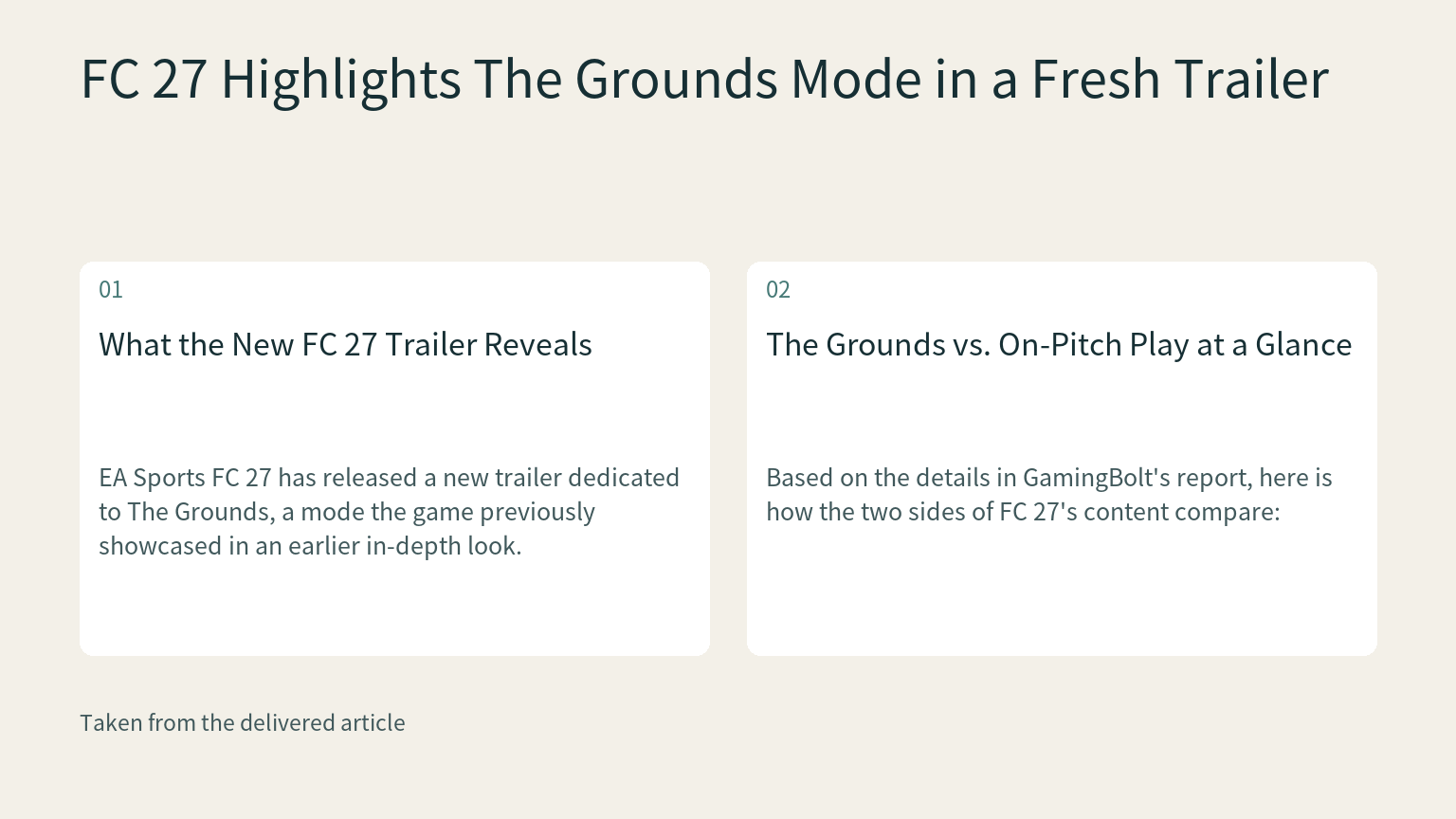Visual explanation: EA Sports FC 27 has released a new trailer dedicated to The Grounds, a mode the game previously showcased in an earlier in-depth look.