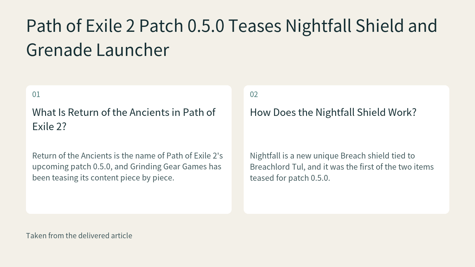 Visual explanation: Return of the Ancients is the name of Path of Exile 2's upcoming patch 0.5.0, and Grinding Gear Games has been teasing its content piece by piece.