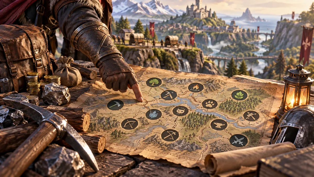 Editorial illustration: All 12 RuneScape Dragonwilds Skills Explained: How Each One Levels Up