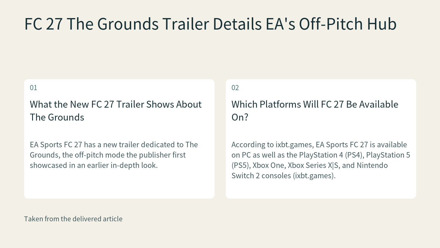 Visual explanation: EA Sports FC 27 has a new trailer dedicated to The Grounds, the off-pitch mode the publisher first showcased in an earlier in-depth look.