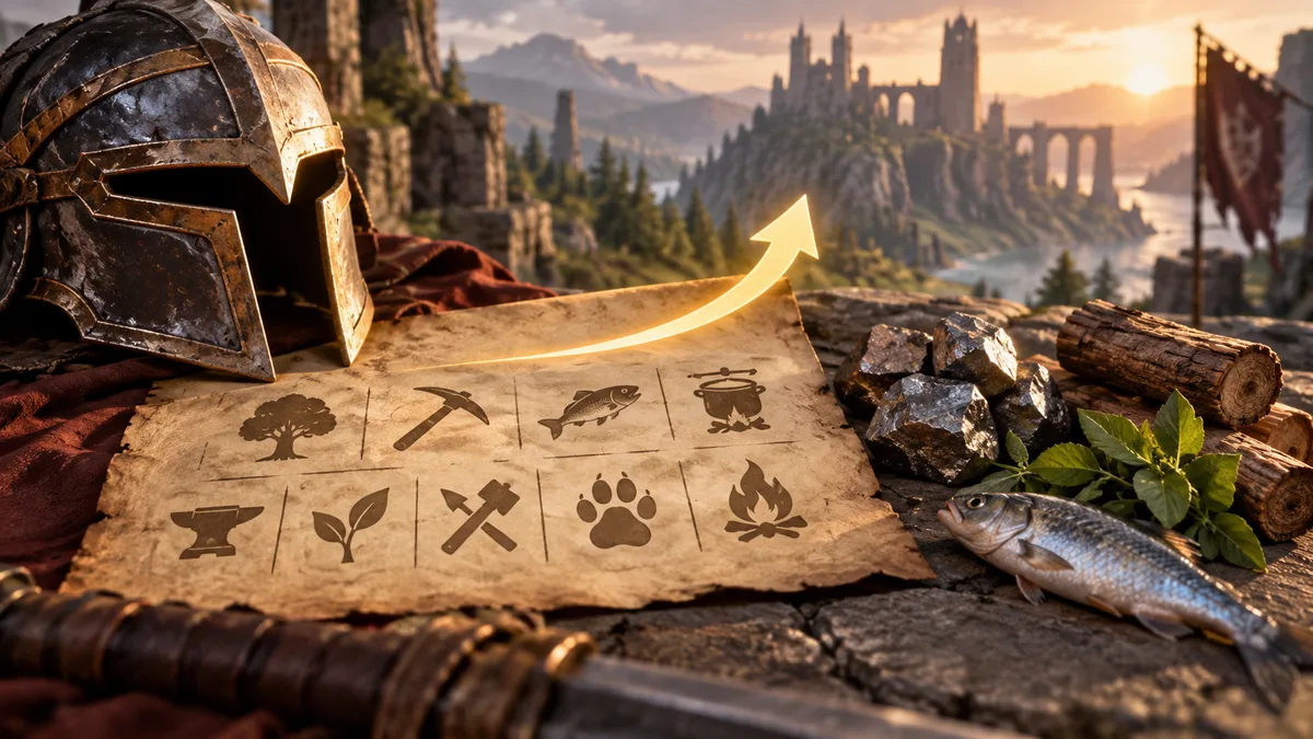 Editorial illustration: RuneScape Dragonwilds Skills Guide: Every Skill and Unlock in the 1.0 Update
