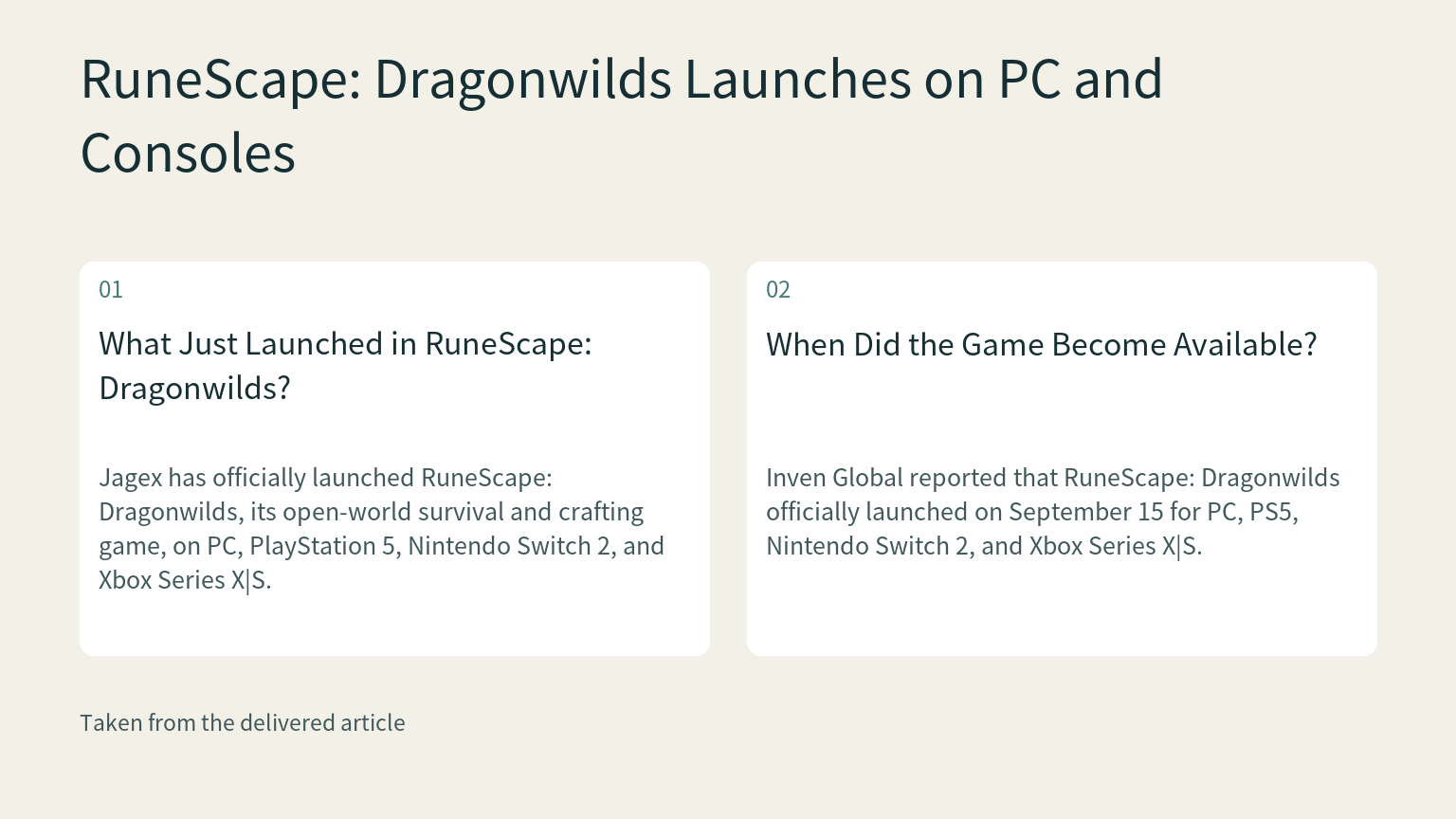 Visual explanation: Jagex has officially launched RuneScape: Dragonwilds, its open-world survival and crafting game, on PC, PlayStation 5, Nintendo Switch 2, and Xbox Series X|S.