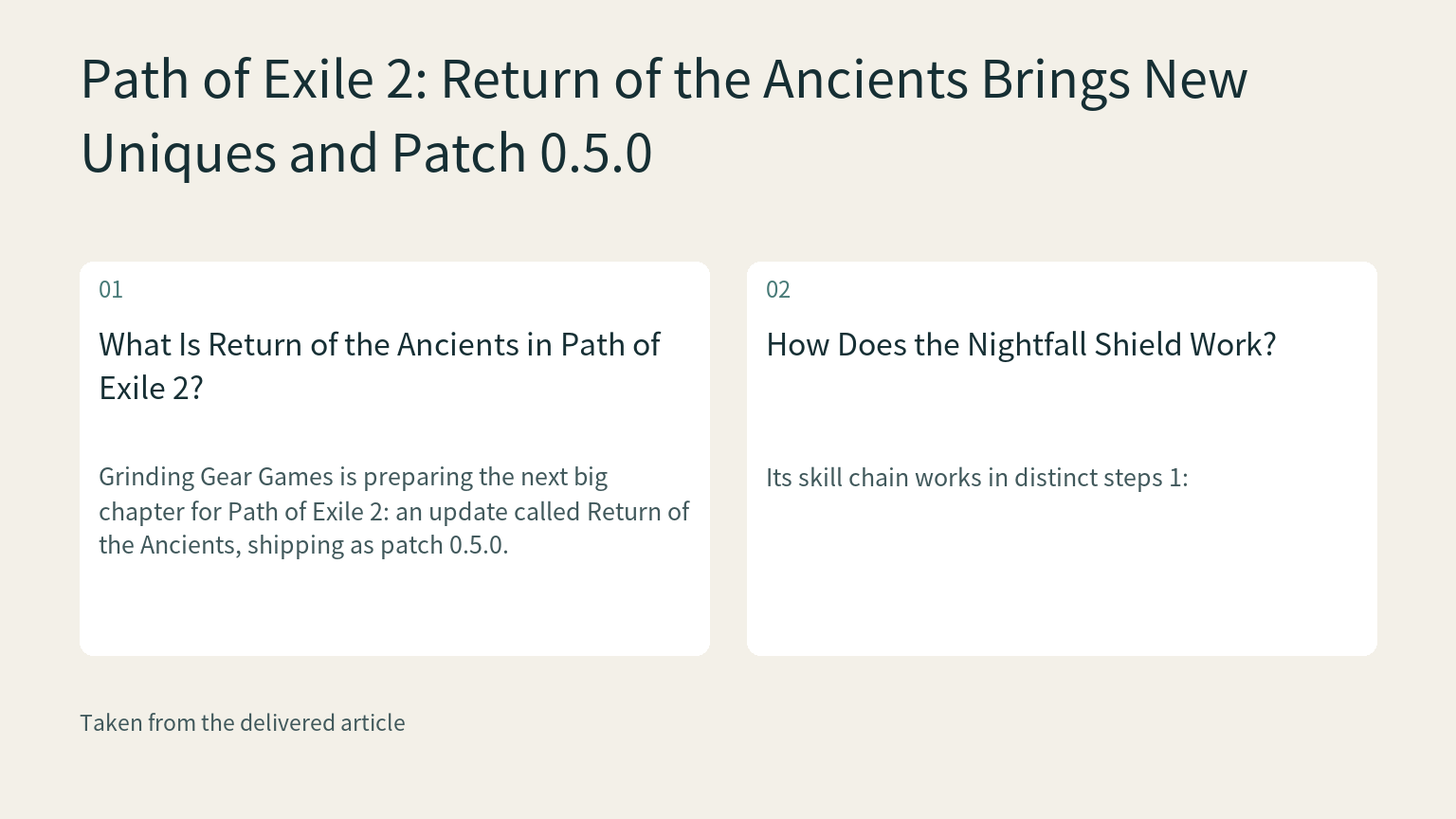 Visual explanation: Grinding Gear Games is preparing the next big chapter for Path of Exile 2: an update called Return of the Ancients, shipping as patch 0.5.0.