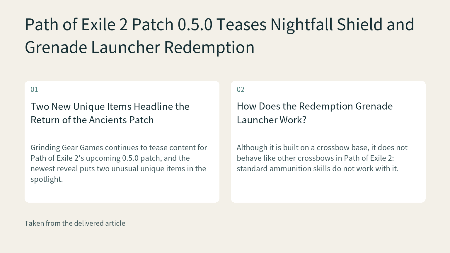 Visual explanation: Grinding Gear Games continues to tease content for Path of Exile 2's upcoming 0.5.0 patch, and the newest reveal puts two unusual unique items in the spotlight.